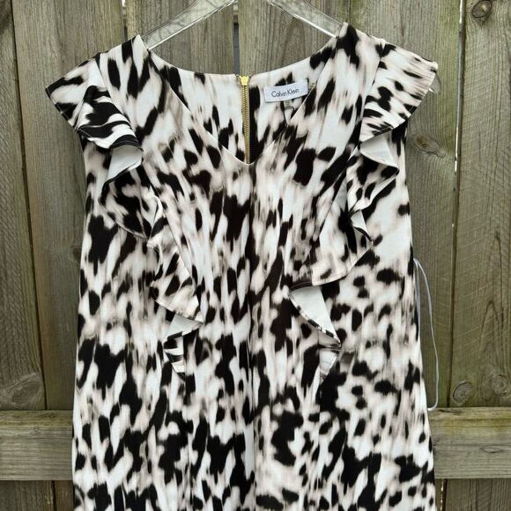 Calvin‎ Klein Dress Animal Print Shift Sleeveless Midi Size 14 W NWT Event - Picture 3 of 8